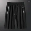 Men's Shorts Casual Solid Color Ice Silk Oversized With Elastic Drawstring Sports Nylon True Feeling Air-conditioned Pan