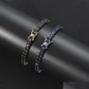 Tennis Hip Hop 4mm Blue Cubic Zirconia Bling Iced Out Chain Bangles Armband Uni 1 Row Cz Link Chains Fashion Rock270H Drop Delivery DHMCT