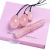 Massage Stones Rocks Natural Rose Quartz Yoni Egg Set Jade Egg Vaginal Muscle Firming Kegel Exercise Crystal Yoni Wand Feminine Hygiene Massage Stone 240403