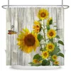 Douchegordijnen zonnebloem vlinder badkamer decor geel bloem groen blad zomers plantenlandschap huis badkuip doek gordijn set