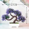 Decorative Flowers Simulation Cherry Blossom Tree Potted 27X21CM Artificial Moth Orchid Bonsai Green Plant Home Decoration Triangle Plum