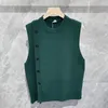 Mens Luxury Sticked Pullover Sweater Vest Casual Streetwear Button Solid Color O Neck Hleeveless Loose Stylish Vintage Knitwear 240320