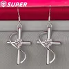 Dangle Earrings 925 Sterling Silver Cross Zircon Drop For Women Gift Wedding Engagement Jewelry