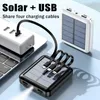 Cell Phone Power Banks 30000mAh 4USB Lines Slim Solar Power Bank Charging Portable Charging External Spare Battery for All Smartphones Solar Powerbank 2443