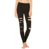 Leggings féminins femmes creux de pantalon en tricot en tricot sans couture noir