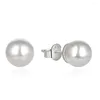 Studörhängen Poulisa 8mm Pearl Earrigs for Women 925 Sterling Silver S925 Studs Earring Hypoallergenic Screw Back Ear Rings smycken