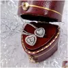 Boucles d'oreilles en lustre en peluche cxsjemy simple 0,6 carat coeur coupé Moisanite 14k goutte d'or blanc pour femmes
