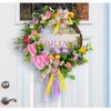 Flores decorativas yysd wreath fitas coloridas arco mola folhas artificiais Rattans Garlands Cemetery for Valentine