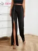 Damesbroeken DM Elegante High Street Fashion Taille Cut Split Dij Wijde Pijpen Pantalones De Mujer