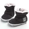 Stövlar 2024 Baby Winter Warm Spädbarnsbarn Canvas Snow Boy Shoes Toddler Zipper Plush Anti-slip 0-18m