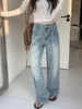 Jeans pour femmes Slegiri Streetwear Pocket Broidered Y2K Baggy American Retro High taille pantalon denim à jambes directes pour les femmes