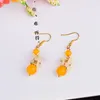 Kolczyki Dangle Yellow Chalcedony Stone for Women Akcesoria Party Wedding Holiday Jewelry Flower Farming 0239