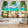 Tapisseries murales suspendues avec paysage de bord de mer Tropical, paysage naturel et minimaliste, esthétique, décoration de chambre à coucher et de maison