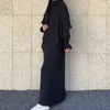 Vêtements ethniques Khimar et Abaya 2 pièces Set Islamic Prayer Garment Femmes Musulman Robe lâche avec poches latérales Hijab deux couches en arrière