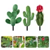 Fiori decorativi 3 pezzi Emblemi da giardino Inserti in pale di palo acrilico in legno Punte segni macinati Ornament Decorazione da esterno Cactus