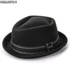 Wide Brim Hats Bucket Mens Fedora hat mens jazz wool felt British handsome and fashionable adult banquet performance party short Eave H6789 yq240403