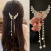 Ny Crystal Rhinestone Butterfly Pearl Tassel Hairpin Korean Simple Side Clip Liu Hai Clip Shark Hairpin Hair Accessories Women
