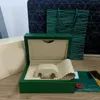 Rolex Box U1 عالي الجودة غامضة مربع أخضر مربع مربع شهادة حقيبة ورقة خشبية ووتش مشاهدة إكسسوارات الهدايا الأصلية 306A الكلاسيكية