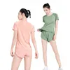 Golden Camel Yoga Suit Ice Silk Thin Tshirts Womens Summer Shortsleeved Casual Running Shorts Sportwear Gym Fitness Clothes 240322