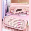 Bolsas Kawaii Transparente Lápis Case Escola de Grande Capacidade Pen Saco de caneta para menina