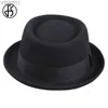 Wide Brim Hats Bucket Fedora Black Hat Mens Church Jazz Ribbon trilby Panama Gangster Gentleman YQ240403