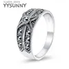 Küme Yüzük Yysunny 925 STERLING Gümüş Marcasit Ring Vintage Thai Gümüş Etnik Tarz Kadın Parti Yüzük L240402