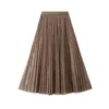 Skirts High Street Sequined Skirt Women Spring Summer Tulle For Waist Long Pleated Black Beige Maxi