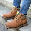 Walking Shoes Vintage Autumn Winter Mens Waterproof Snow Boots äkta läderkohud utomhussport Treking Riding Sneakers Storlek 38-47