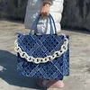 Infection de la banque gauche frère même style sac dentelle en dentelle en denim ling sac à main