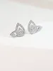 Stud Earrings Luxury Leaf 925 Silver White Diamond Set With High Carbon Diamonds Sweet And Versatile For Everyday Women