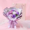 Dekorativa blommor Artificiell tvål Rose Flower Bouquet med Holding Gift till Wedding Valentine's Mors Day Home Decoration