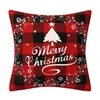 Pillow 4 PCs Weihnachtsfest -Kissen -Kissen Red Plaid Snowman Cover Leinensofa Deckt dekorativ