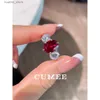 Cluster Rings CUMEE Classic Little Crate Three Stone Culture Ruby Ring 925 Silver Gold Plated Gift for Wife and Girlfriend L240402