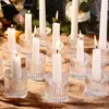 Candle Holders 12pcs Glass Votive Candlestick Tea Light Holder Clear Taper Standard 7/8 Inch For Valentines Decor Wedding Party