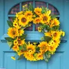 Dekorative Blumen Sonnenblumenkranz Festivalentür Dekoration Halbkreis Outdoor beleuchtet Weihnachten