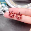 Orecchini per borchie MEIBAPJ Flower Garnet Naturale Real 925 Gioielli con fitta in pietra rossa in argento sterling per donne