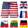 Мужские шорты Germany USA UK Flag Beach Print Board Swimsuit 2024 Summer Hawaii Swim Trunks Негабаритные крутые дети ледя