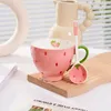 Mugs Girl's Heart Cup Ceramic Mug With Spoon High-temperature High-value Large-capacity Coffee Office Female