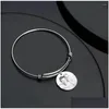 Bangle gepolijst plus aangepaste armband ronde po gegraveerde roestvrijstalen brief gepersonaliseerd gewoonte voor vrouwen verjaardag cadeau drop deli dhfil