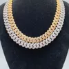 4 rijen 15 mm Moissanite Cuban Link -ketting Kettingen 100% S Sier Choker For Women Men Pass Tester met GRA gratis verzending