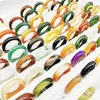 Band Rings 20 pieces/batch wholesale New Bohemian mixed color agate finger rings for women hot natural grain joint rings for girls party wedding gifts