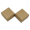 Liten 3,7*3,7*2 cm Kraft Paper Box Presentförpackningslåda för smycken DIY Handgjorda tvål Bröllopsgodis Bageri Kakakakor Chokladbakningslåda LL LL