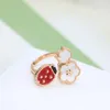 Cluster Rings Fashionable European Selling 925 Sterling Silver Electroplated 18K Rose Gold Plum Blossom Insect Ring Women's Luxury Jewelry