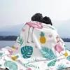 Blankets Summer Flamingo Tropical Leaves Blanket Fleece Autumn/Winter Multifunction Soft Throw For Home Car Plush Thin Quilt