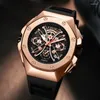 Muñecos de pulsera Lige Fashion Men Cronógrafo de lujo Luminoso Impermeable Data Manja Mira Big Dial Silicone Quartz Men's Relojes