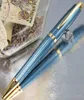 Classic Ballpoint Pen The Blue Wire Ritning Luxury Metal Barrel Writing SmoothCufflinks SetBox2 Ytterligare presentpåfyllning PL1530256