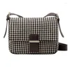 Omuz çantaları Houndstooth Flep Kadın Çanta Pu Küçük Tote Moda Yüksek Kaliteli Crossbody Bayanlar Günlük Messenger Cüzdanlar