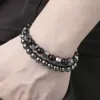 Cross-border black gall stone magnetic magnet bracelet suit simple beaded elastic bracelet magnetic therapy bracelet wholesale