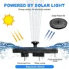 Garden Decorations 4X Bird Bath Solar Fountain Pump 3W Powered With Nozzles Suitable