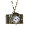 Pocket Watches Old Fashion Camera Design Necklace Watch Quartz Movement Arabisk siffra Displayklocka för män Kvinnor Pendant Reloj